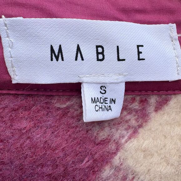 Mable Micah Brushed Fuzzy Textured Pink Plaid Crop Button Down Jacket size Small - Picture 7 of 11